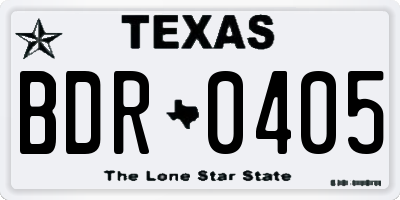 TX license plate BDR0405