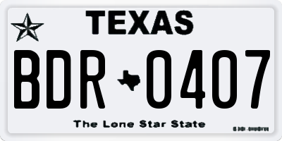 TX license plate BDR0407