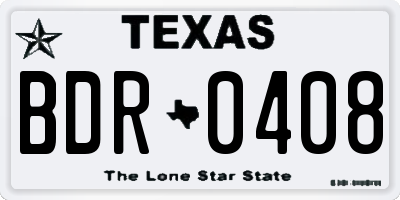 TX license plate BDR0408