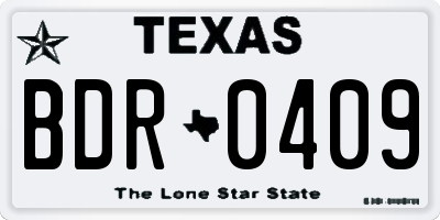 TX license plate BDR0409