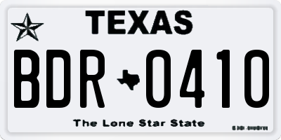 TX license plate BDR0410