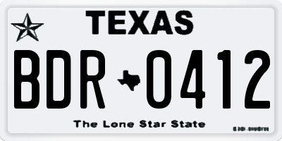 TX license plate BDR0412