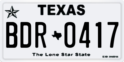 TX license plate BDR0417