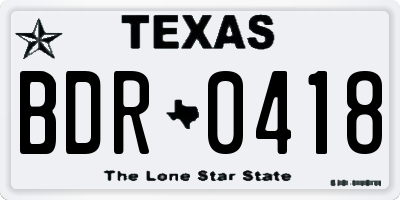 TX license plate BDR0418