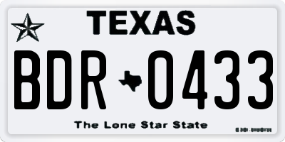 TX license plate BDR0433