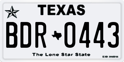 TX license plate BDR0443