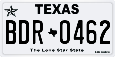 TX license plate BDR0462
