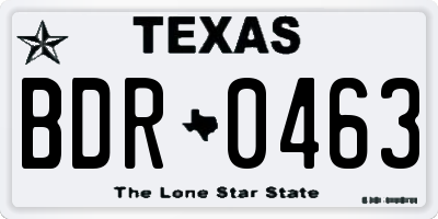 TX license plate BDR0463