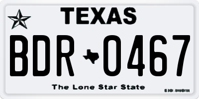 TX license plate BDR0467