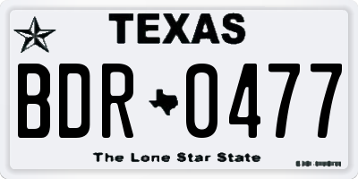 TX license plate BDR0477