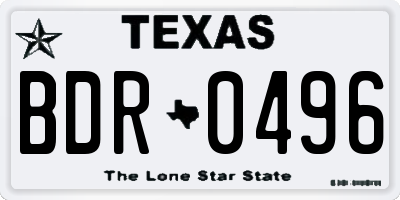 TX license plate BDR0496