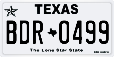 TX license plate BDR0499