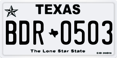 TX license plate BDR0503
