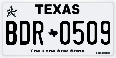 TX license plate BDR0509