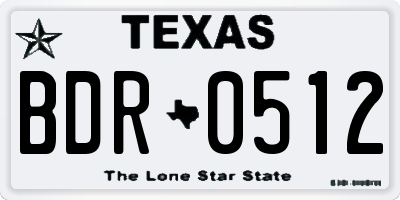 TX license plate BDR0512