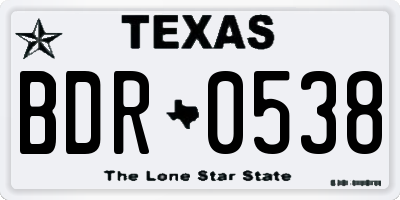 TX license plate BDR0538