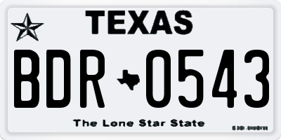 TX license plate BDR0543
