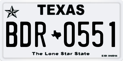 TX license plate BDR0551