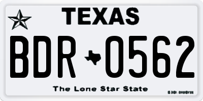 TX license plate BDR0562