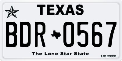 TX license plate BDR0567