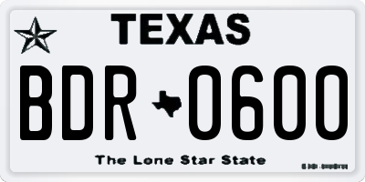 TX license plate BDR0600