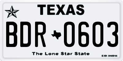TX license plate BDR0603