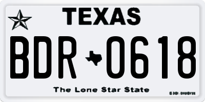 TX license plate BDR0618