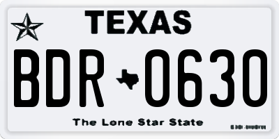 TX license plate BDR0630