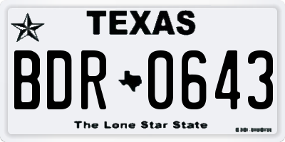 TX license plate BDR0643