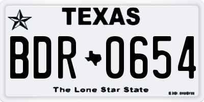 TX license plate BDR0654