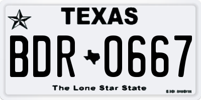 TX license plate BDR0667