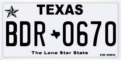TX license plate BDR0670