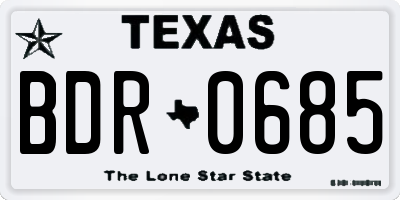 TX license plate BDR0685