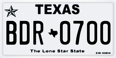 TX license plate BDR0700