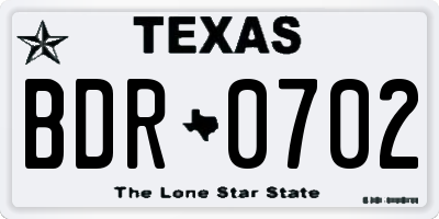 TX license plate BDR0702