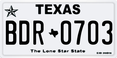 TX license plate BDR0703