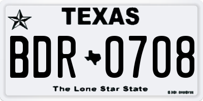TX license plate BDR0708