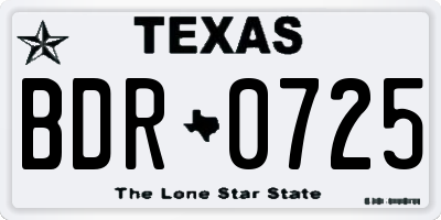 TX license plate BDR0725