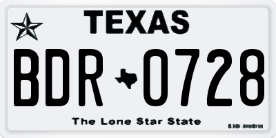 TX license plate BDR0728