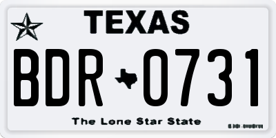 TX license plate BDR0731