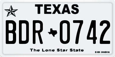 TX license plate BDR0742