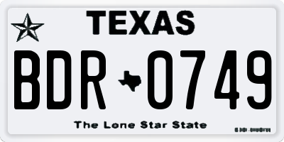 TX license plate BDR0749