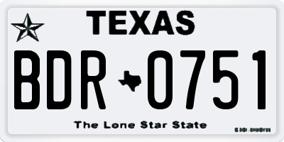 TX license plate BDR0751