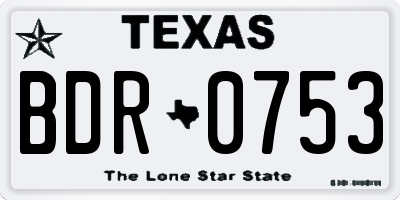 TX license plate BDR0753
