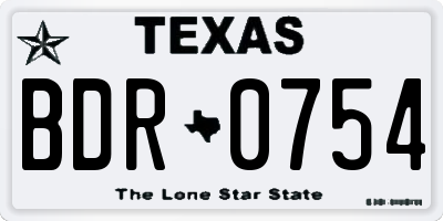 TX license plate BDR0754