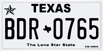 TX license plate BDR0765