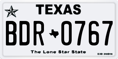 TX license plate BDR0767