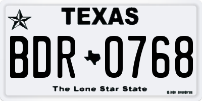 TX license plate BDR0768