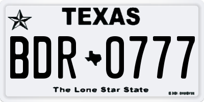 TX license plate BDR0777