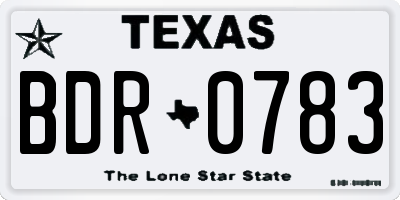 TX license plate BDR0783